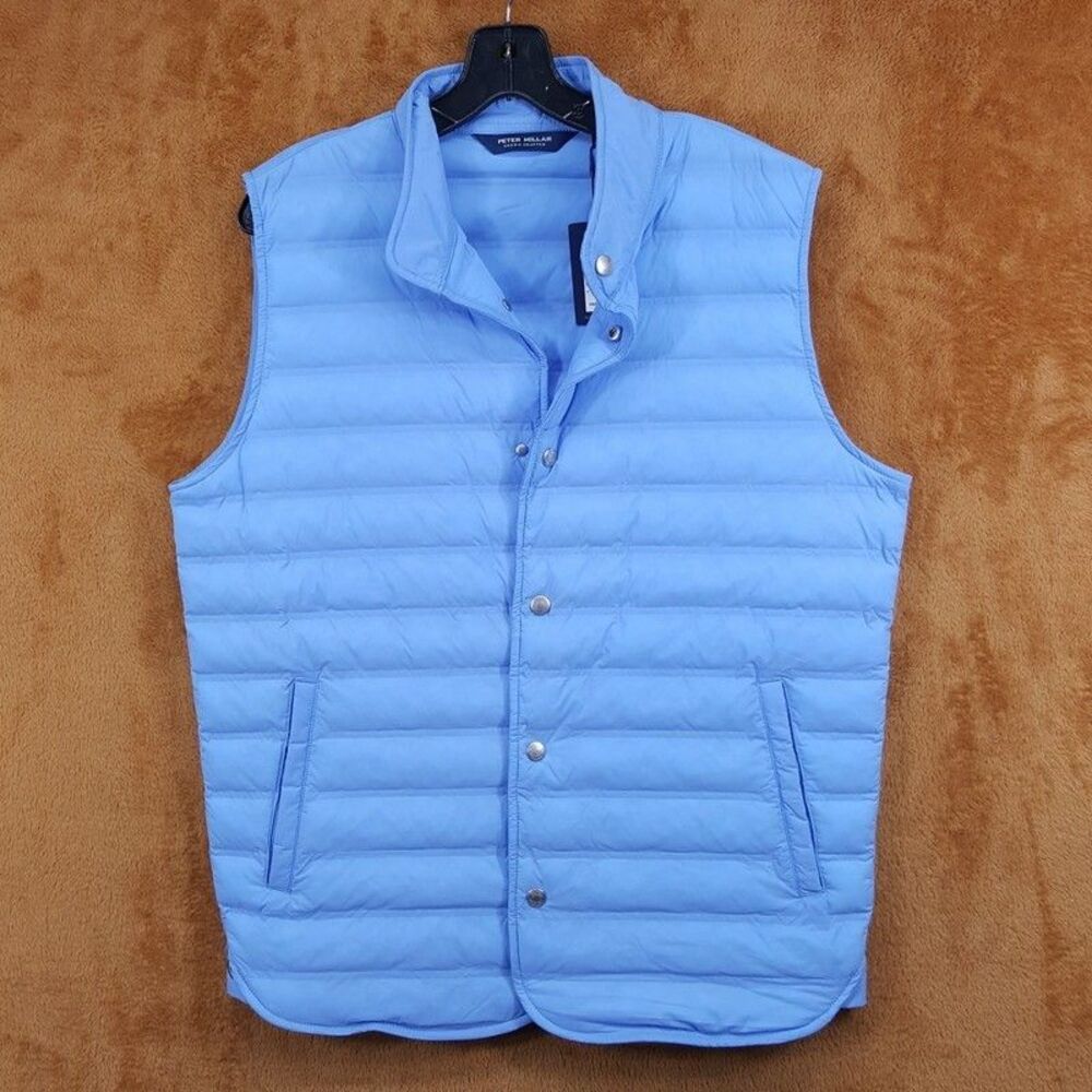 PETER MILLAR Jacket Mens Medium Blue Zip Up Crown Crafted REGENT Vest $285